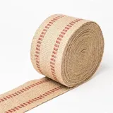 NANZU 6/12 Meter * 2–10 cm breit, roter Punkt, breites Jute-Gurtband, Polsterung, gewebtes Juteband, Rolle, breites Juteband für rustikale Dekorationen, Geschenkverpackungen