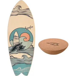 F2 Set Balance Board Surfer 87x32cm mit Kork Halbkugel