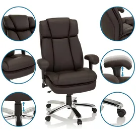 HJH Office XXL I Kunstleder Chefsessel bis 180kg belastbar, hohe Rückenlehne, Dunkelbraun