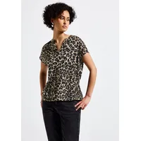 STREET ONE Damen A345729 Blusenshirt mit Leo-Muster, Schwarz, 38