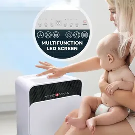 Vendomnia Luftentfeuchter - 16L/Tag, 2L Behälter, bis 30 m2, elektrisch, LED Display, Timer, Wäschetrocknung, Auto-Modus - Raument