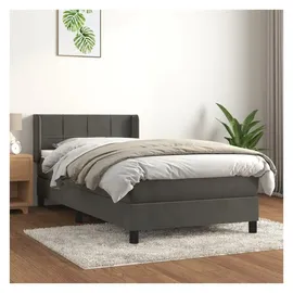 vidaXL Boxspringbett 90 x 200 cm Dunkelgrau