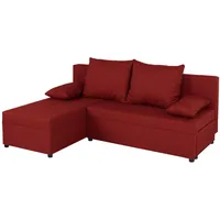 P & B Ecksofa, Rot, Kunststoff, Füllung: Schaumstoffflocken, einmalig seitenverkehrt montierbar, 195x147 cm, Liegefunktion, Rücken echt, Wohnzimmer, Sofas & Couches, Wohnlandschaften, Ecksofas mit Schlaffunktion