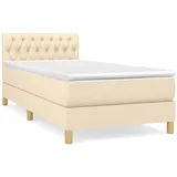 vidaXL Boxspringbett mit Matratze Creme 90x200 cm Stoff1398807
