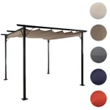 Pergola HWC-C42, Garten Pavillon, stabiles 6cm-Gestell + Schiebedach ~ 3,5x3,5m taupe-braun