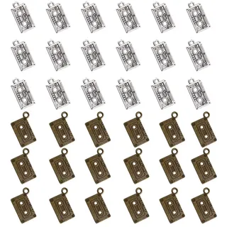 DICOSMETIC 100 Stück 3D Tape Charmes 2 Farben Retro Kassetten Anhänger Antik Bronze Silber Musik Charmes Legierung Audio Kassetten Charmes Für Die Schmuckherstellung Bohrung: 2.3 mm