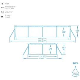 BESTWAY Steel Pro Frame Pool Set 400 x 211 x 81 cm inkl. Filterpumpe
