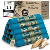 livasia Keilkissen Dreieckskissen hoch (Deluxe) - 38x55x35cm, Kapok, vegan, handgefertigt blau