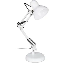 Relaxdays Schreibtischlampe, Gelenk-Arm, schwenkbar, Büro Leselampe, Metall, E27, HxBxT: 50 x 27 x 15 cm, weiß
