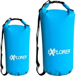 Aufbewahrungstasche EXPLORER "Packsack Rollsack 10 L / 20 L wasserdicht, mit Schultergurt" Gr. 20, blau, Taschen, Damen, 20, PVC, Rolltop Tasche für Sup Camping Kajak Wandern Angeln Bootfahren Rafting