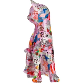 Gilde Figur OOH LALA Katze aus Kunstharz - Mehrfarbig - Höhe 29cm x Breite 21cm - Street Art Style