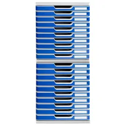 Exacompta 302003D 1x Modulo Ablagebox mit 10 Schubladen, ideal für Dokumente DIN A4 - lichtgrau/blau