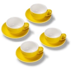 Terra Home Tasse Terra Home 4er Milchkaffeetassen-Set, Gelb glossy, Porzellan gelb