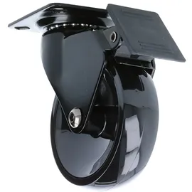 MS Beschläge 4er Set kugelgelagert Design-Möbelrolle Schwarz 75mm mit Feststellbremse