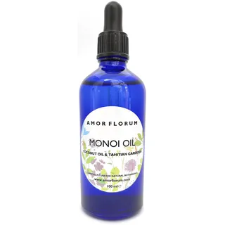 MONOI Öl mit KOKOSÖL & TAHITIAN GARDENIA - 100g - von AMOR FLORUM - BEDINGUNGEN, FEUCHTIGKEITEN und NÄHREN Haut und Haare. Kein zusätzliches Parfüm.