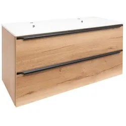 Naturel Badezimmerschrank mit Doppelwaschbecken Nobia 120x60x46 cm Eiche Sierra NOBIA120ZDS