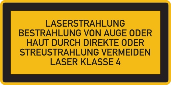 Hinweisschild, Laserstrahlung Klasse 4, sichtbare Strahlung - 105x52 mm Folie selbstklebend