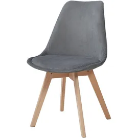[en.casa] Esszimmerstuhl Fläten 2er Set Cord Grau