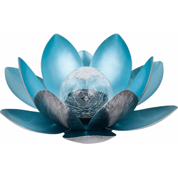Dehner LED Solarleuchte Solarleuchte Lotus, Ø 27.5 cm Höhe 12 cm, Metall blau
