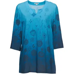 Viskose-Bluse, Druck blau, 48