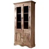 Massivmoebel24 Vitrine 90 x 40 x 190 cm Grau