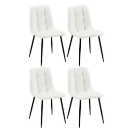 CLP 4er Set Esszimmerstuhl Antibes Kunstleder I Gesteppter Polsterstuhl I Küchenstuhl Mit Bodenschonern