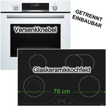 Bosch Herdset 3D-Heißluft EcoClean + h|tech Kochfeld 78 cm Bräterzone