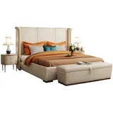 Xlmoebel Schlafzimmer-Set 3-teiliges Schlafzimmer-Set im modernen Luxus-Design mit Nachttisch, (3tlg.Schlafzimmer Set (Bett + 2x Nachttisch), Hergestellt in Europa weiß