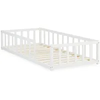 Homestyle4u Kinderbett Homestyle4u 90 x 200 cm Kiefer massiv lackiert weiß