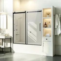 VEVOR Rahmenlose Schiebetür Badewanne Duschtür 1422-1524x1524mm Duschglastür