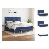 vidaXL Boxspringbett mit Matratze Blau 160x200 cm Stoff