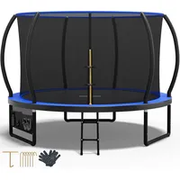 Devoko Trampolin Outdoor Ø 228/305/366/427 cm, GS-Zertifikat, Kindertrampolin Gartentrampolin mit Sicherheitsnetz, Rundes Riesentrampolin mit Leiter und Schuhbeutel