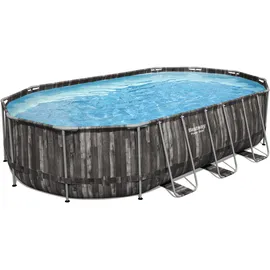 BESTWAY Power Steel Frame Pool oval Set 610 x 366 x 122 cm inkl. Filterpumpe (5-tlg.)