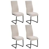 Home4You Schwingstühle 4er Set, Beige - Schwarz - Webstoff - Metall - mit Quersteppung - 4er Set