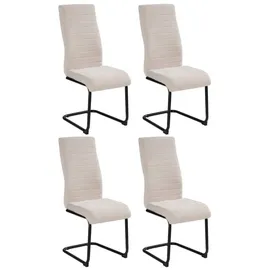 Home4You Schwingstühle 4er Set, Beige - Schwarz - Webstoff - Metall - mit Quersteppung - 4er Set