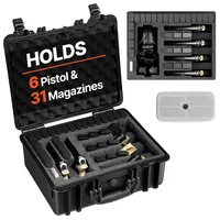 Vevor Hartschalenkoffer für 6 Pistolen, Pistolenkoffer mit XPE-Schaumstoffeinlage 475x415x215 mm, Wasserdichter Kurzwaffenkoffer mit Anpassbarem Innenraum & Tragegriff, für Pistole Objektive Kamera
