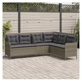 vidaXL Gartensofa in L-Form mit Kissen Grau Poly Rattan
