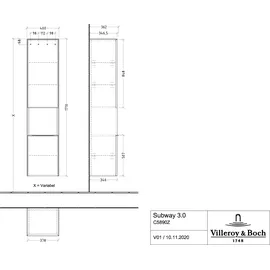 Villeroy & Boch Subway 3.0 Hochschrank 40 x 171 x 36,2 cm Brilliant White / Holz