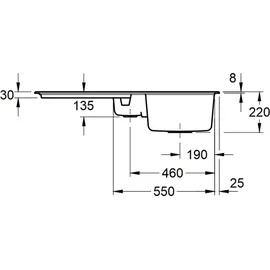 Villeroy & Boch Siluet 60 R rechts Einbauspüle keramik steam Handbetätigung 1000 x 510 mm