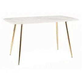 Feldmann-Wohnen Esstisch, Weiß, Gold, Holz, Oval,Oval, 140x75x80 cm, Esszimmer, Tische, Esstische