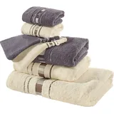 Erwin Müller Handtücher Frottier-Set "Achern" 7-tlg., Frottier (7-St), Walk-Frottier Uni braun|grau