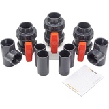 63 mm Pool Bypass Set für Wärmepumpen I Pool-Heizung und Solarheizung I Schwimmbadheizung I Bypass-Kit mit 9 Teilen inkl. 3 x Mega Marken-Kugelhahn I bm121