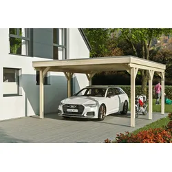 Einzelcarport SKANHOLZ "Grunewald", beige (natur), H: 395cm, Carports, mit EPDM-Dach