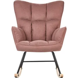 Beliani Schaukelsessel OULU Stoff 78 x 113 x 93 cm Rosa gepolstert