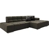 Designwerk Ecksofa "Temple, Designsofa trifft hohen Sitzkomfort, L-Form", grün (hunter), B:286cm T:169cm, 100% Polyester, Sofas, Ecksofa, mit Sitztiefenverstellung