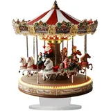 JINGLING Weihnachtskarussell-Dekoration, Weihnachtsdorf-Karussell, 2D Acryl Festliches traditionelles Karussell, Weihnachtskarussell, Tischdekoration, Dorfszene für Weihnachten