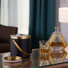Relaxdays Eiswürfelbehälter mit Deckel Gold,Schwarz