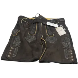 Kurze Lederhose Alpenhilfe Braun mit Gürtel Größe 60 Oktoberfest Handarbeit T...