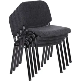 HJH Office Besucherstuhl XT 600 Polyester schwarz 4er Pack
