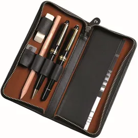 Alassio Schreibgeräteetui aus echtem Leder, Etui in schwarz,